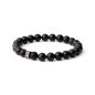 Preview: Armband mit 8 mm Onyx-Stein und schwarzem Zwischenstück - Deep Black Onyx